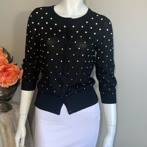 Chic WHBM Black Cardigan with Pearl Embellishment XS